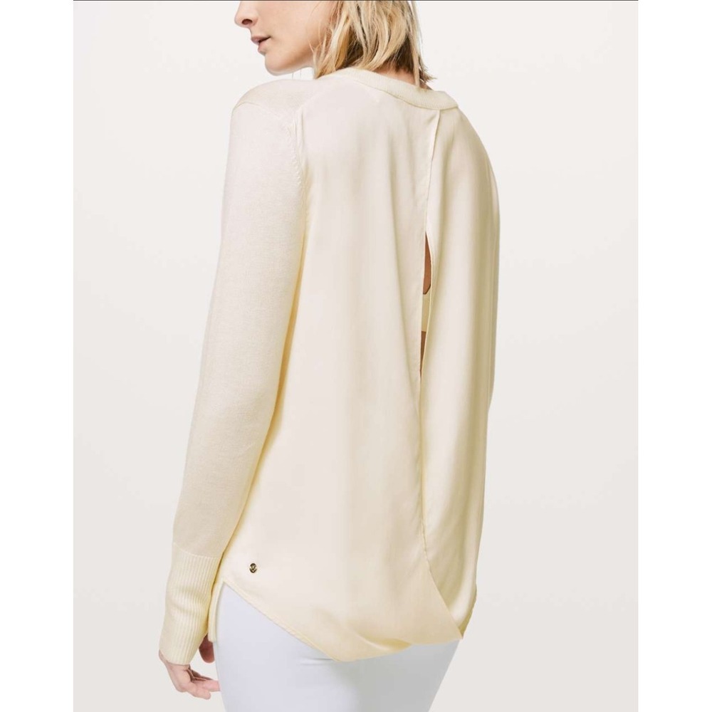Lululemon Still At Ease Sweater Cashlu Cream Size 8 Split Back Pullover